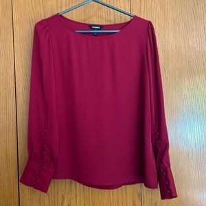 Express burgundy long sleeve blouse small petite